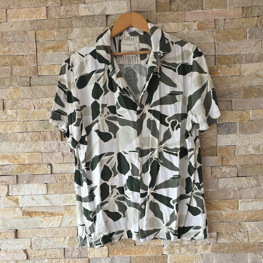 Button-Down Shirt with Leaf Print